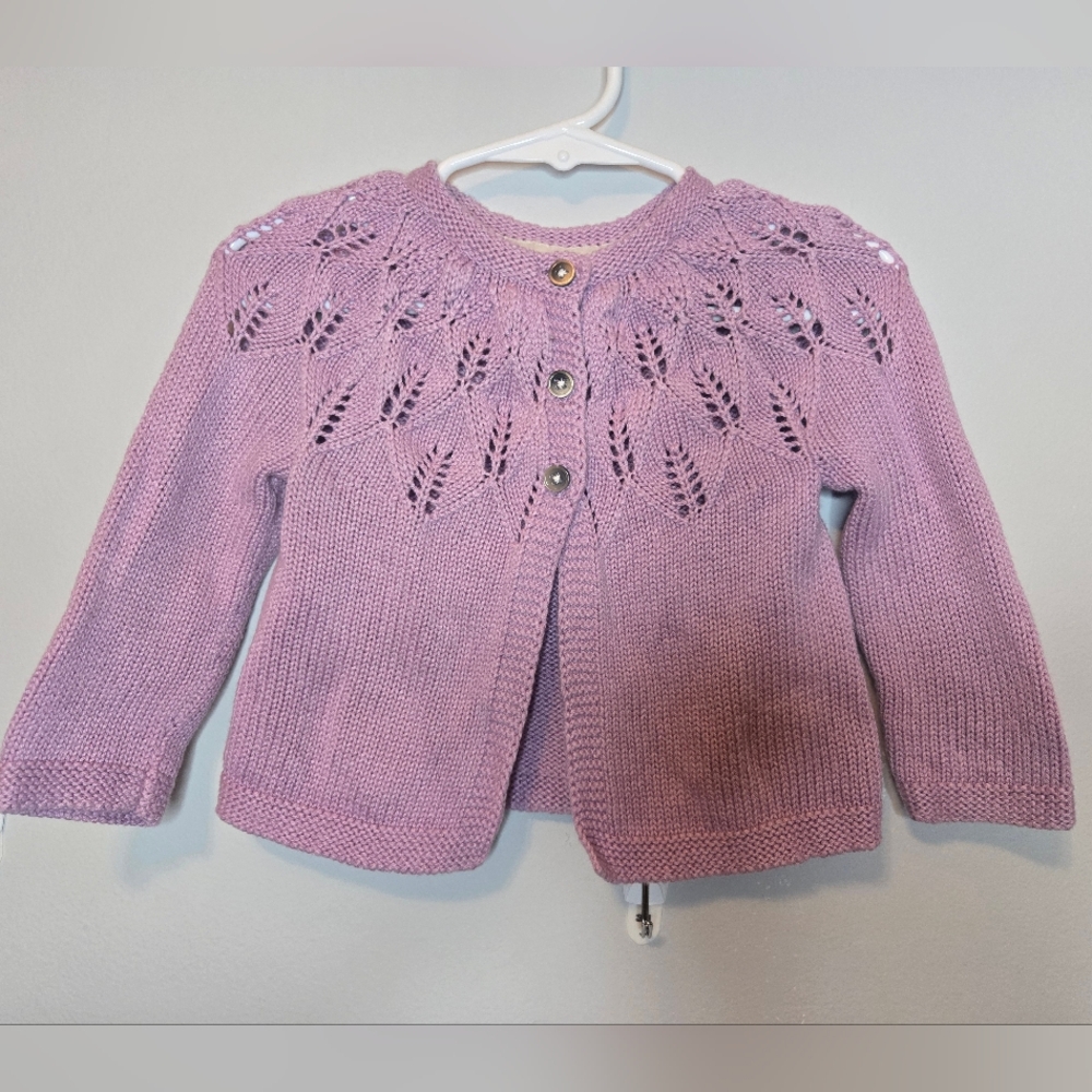 Baby Boden Lavender Cardigan Cotton/Cashmere Poly blend 3-6m